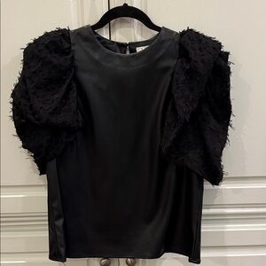 THML Black Textured Puff Sleeve Blouse